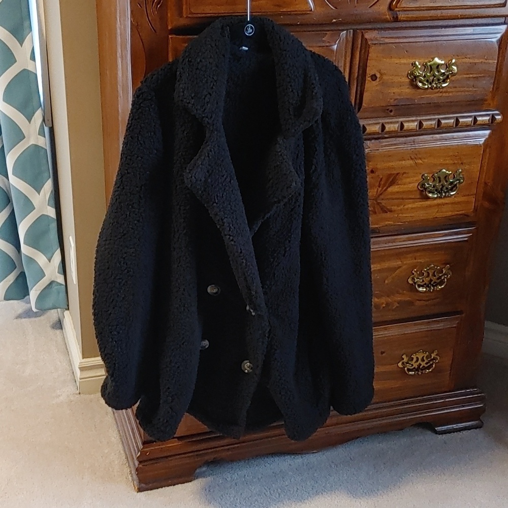 Black Teddy Bear Plus Size Pea Coat/Jacket Size 2X